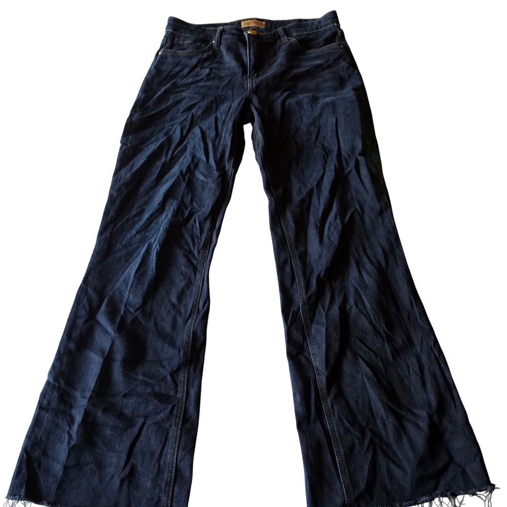 KUT from the Kloth Kelsey Fab Ab Ankle Flare Jeans Dark Wash Raw Hem Size 6